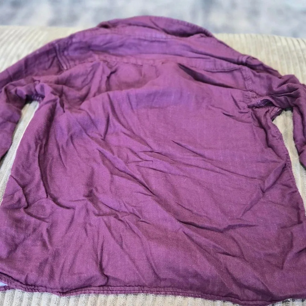 GAP Kids Boys Burgundy Purple Roll Up Convertible Long Sleeve Button Shirt M